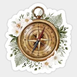 Watercolor Floral Compass Sticker